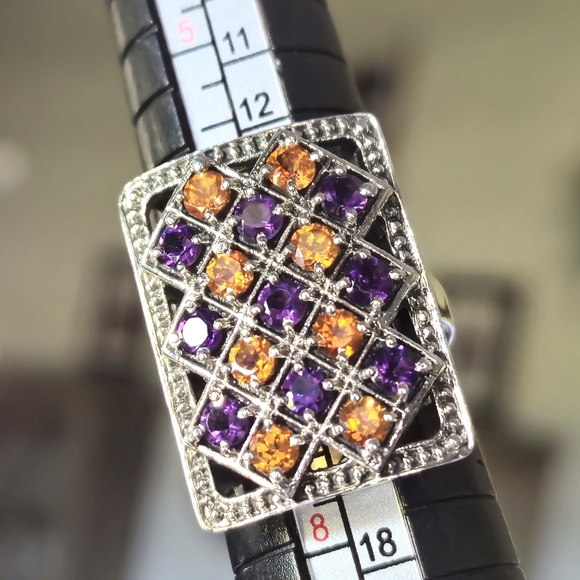 NICKY BUTLER 925 Sterling Silver Amethyst & Honey Topaz Designer Ring Size 7 NWT - Picture 6 of 16
